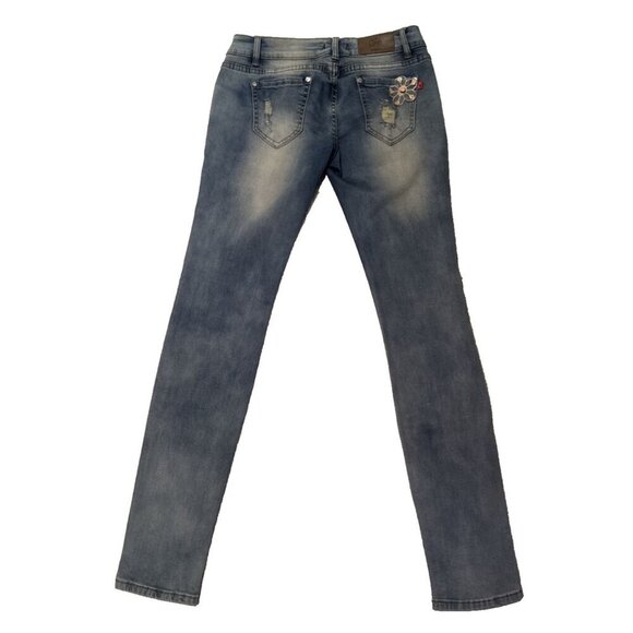 Fairy flowerJeans, BOHO, jewels, lace cream roses, rose gold gems, 28 X 33 c-6 - Picture 8 of 16